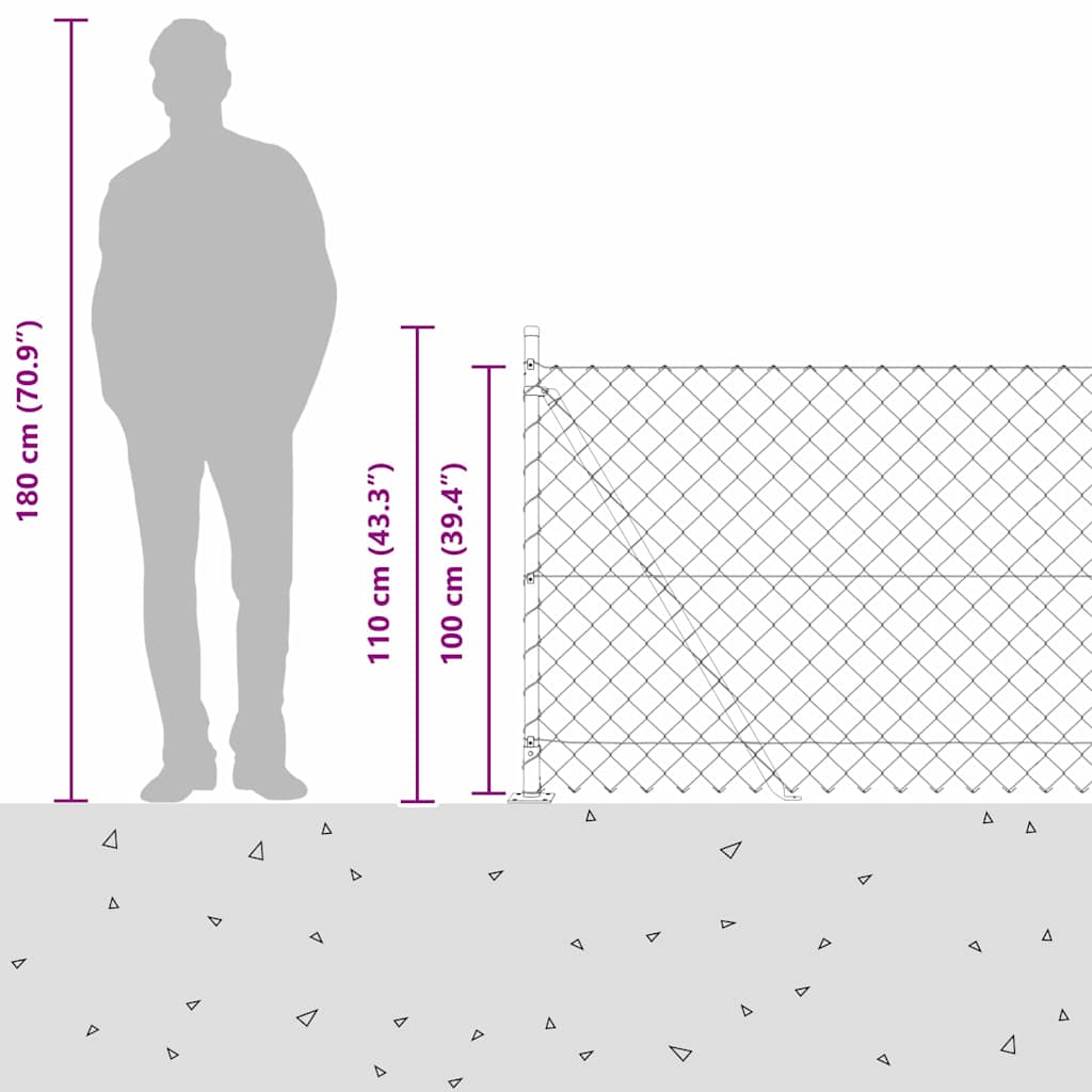 Grandinės ryšio tvora su stulpais Žalia 1 x 10 m Plienas