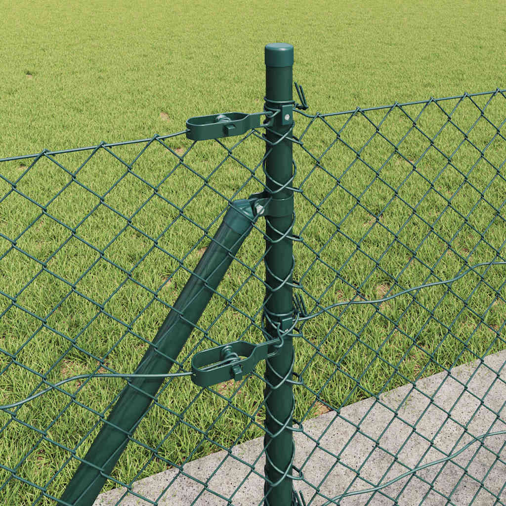 Ķēdes posmu žogs ar stabiem Zaļš 0.6 x 25 m Tērauds