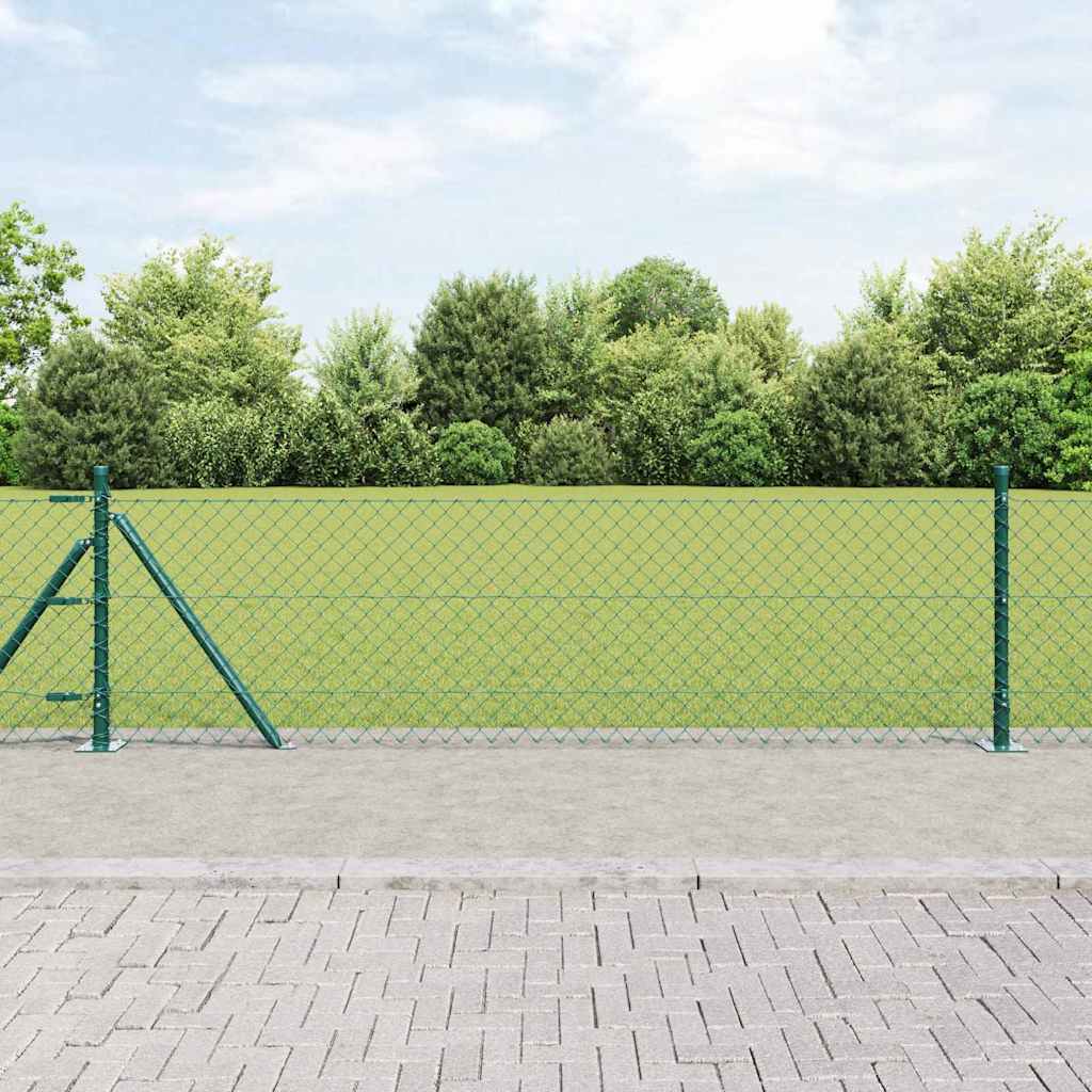 Ķēdes posmu žogs ar stabiem Zaļš 0.6 x 25 m Tērauds