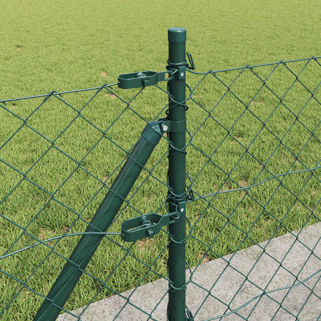 Ķēdes posma žogs ar stabiem Zaļš 0,6 x 25 m Tērauds