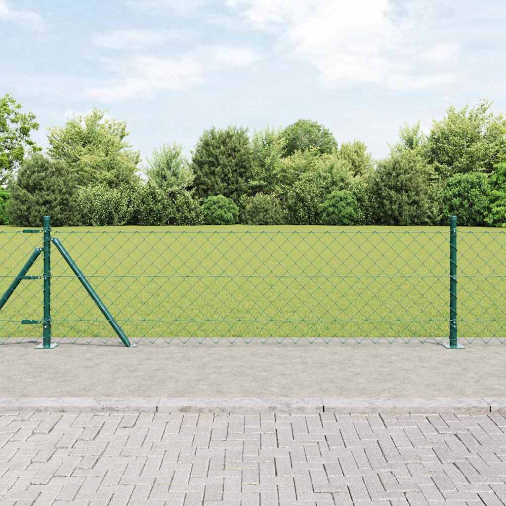 Ķēdes posma žogs ar stabiem Zaļš 0,6 x 25 m Tērauds
