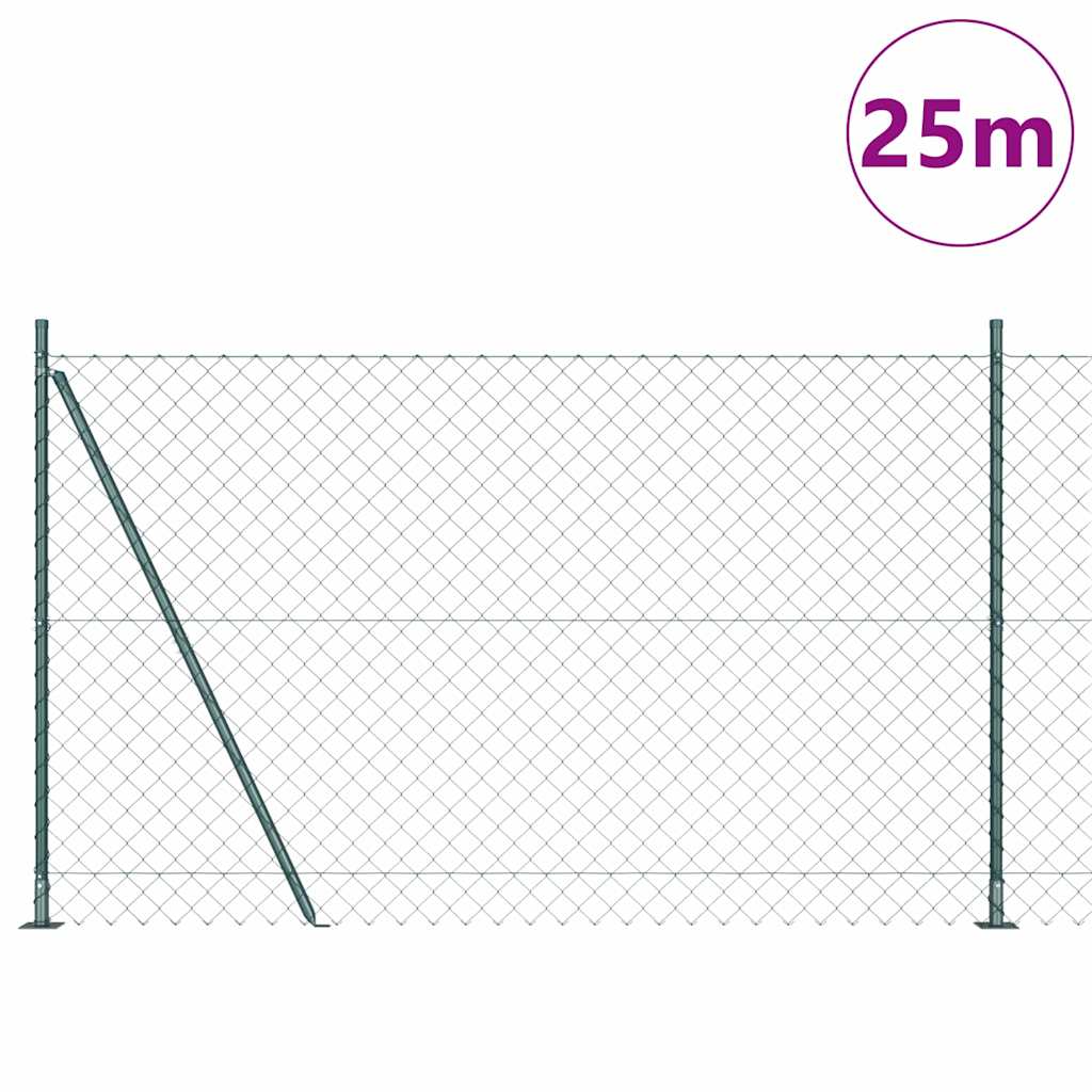Grandinės ryšio tvora su stulpais Žalia 1.5 x 25 m Plienas