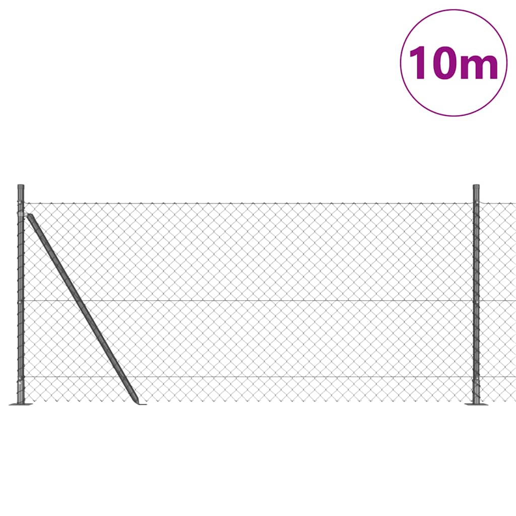 Grandinės ryšio tvora su stulpais Pilka 0.8 x 10 m Plienas