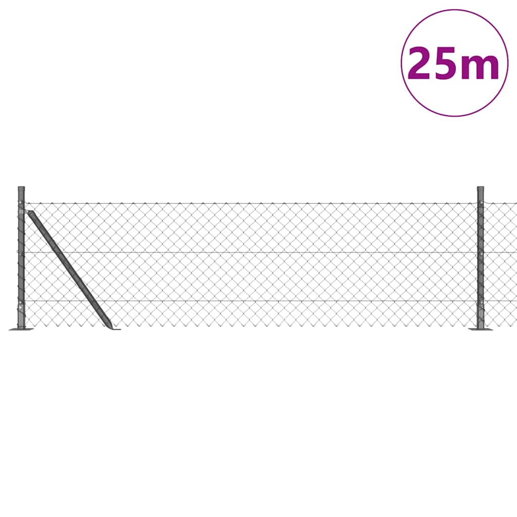 Grandinės ryšio tvora su stulpais Pilka 0.4 x 25 m Plienas