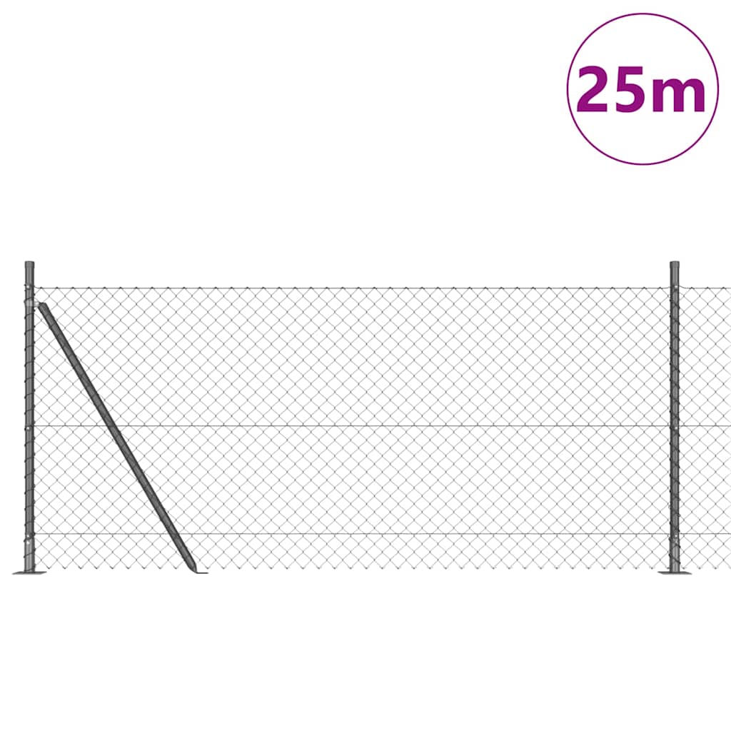 Grandinės ryšio tvora su stulpais Pilka 0.8 x 25 m Plienas