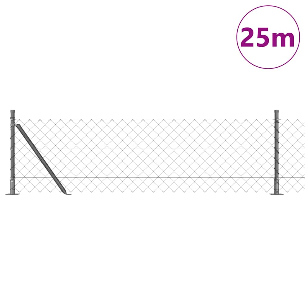 Grandinės ryšio tvora su stulpais Pilka 0.4 x 25 m Plienas