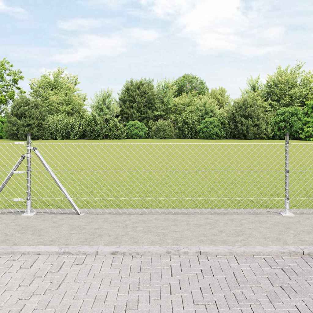 Grandinės ryšio tvora su stulpais Sidabro 0.6 x 10 m Plienas