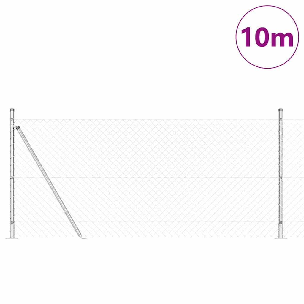 Grandinės ryšio tvora su stulpais Sidabro 0.8 x 10 m Plienas