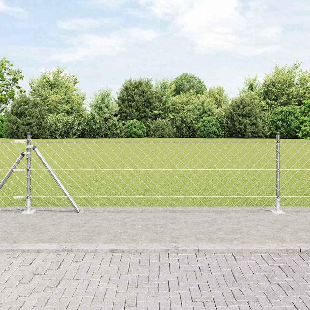 Grandinės ryšio tvora su stulpais Sidabro 0.6 x 10 m Plienas