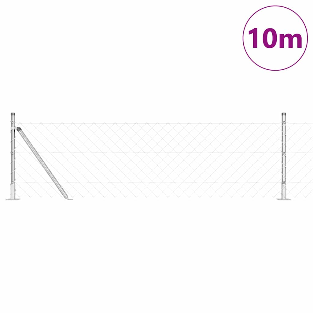 Grandinės ryšio tvora su stulpais Sidabro 0.6 x 10 m Plienas