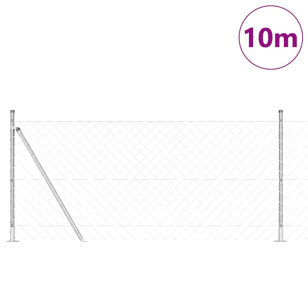 Grandinės ryšio tvora su stulpais Sidabro 0.8 x 10 m Plienas
