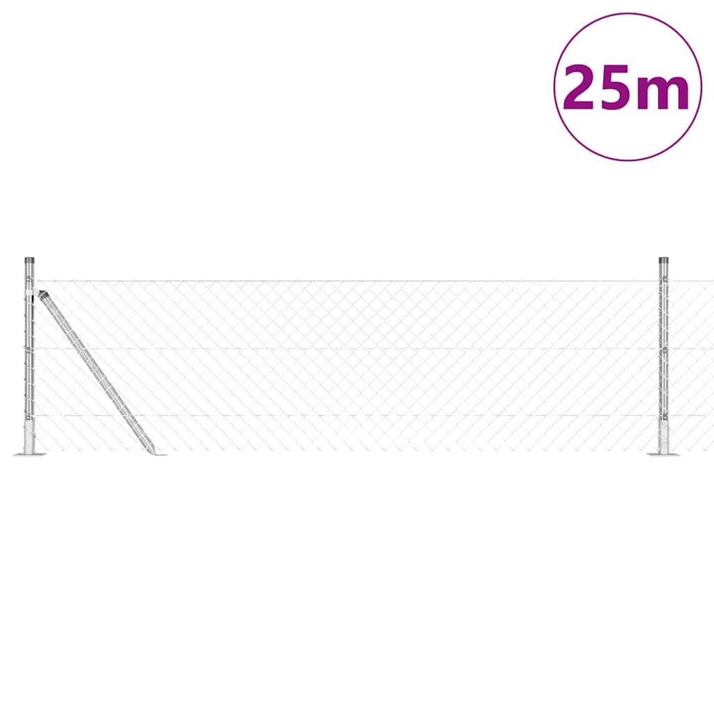Grandinės ryšio tvora su stulpais Sidabro 0.4 x 25 m Plienas