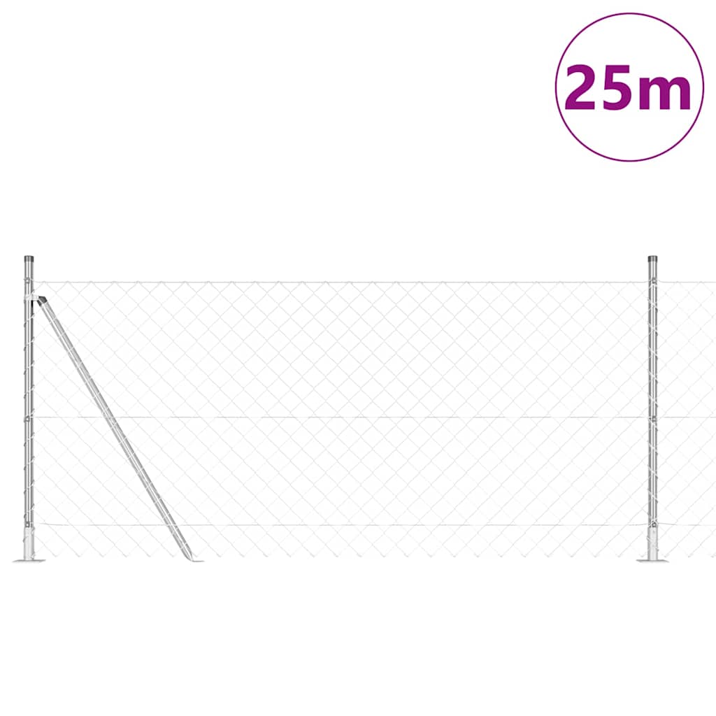 Grandinės ryšio tvora su stulpais Sidabro 0.8 x 25 m Plienas