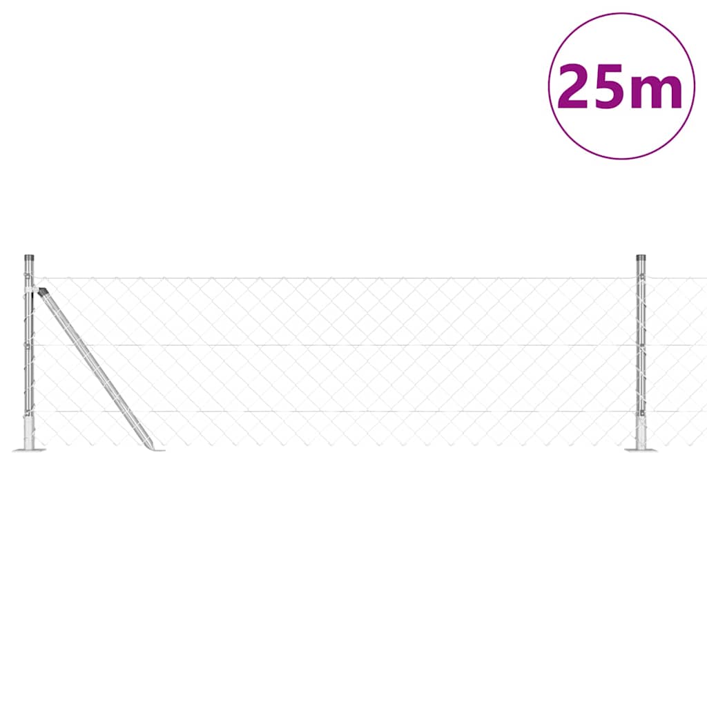 Grandinės ryšio tvora su stulpais Sidabro 0.6 x 25 m Plienas