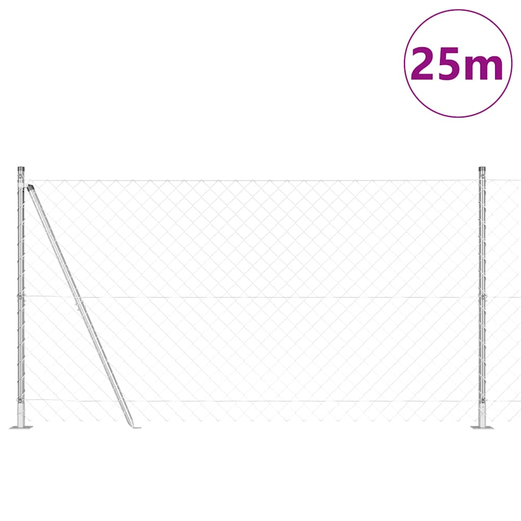 Grandinės ryšio tvora su stulpais Sidabro 1.2 x 25 m Plienas