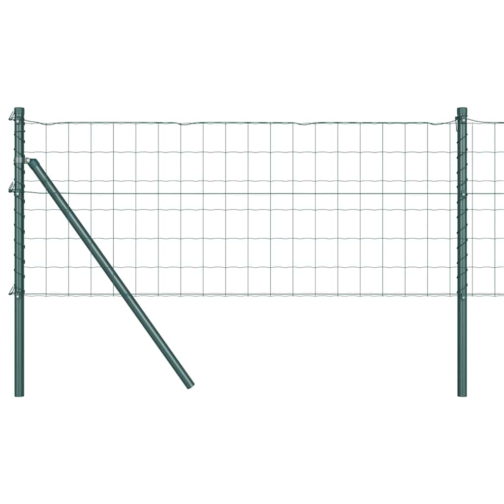 Fence with posts Green 0.4 x 10 m Steel and PVC