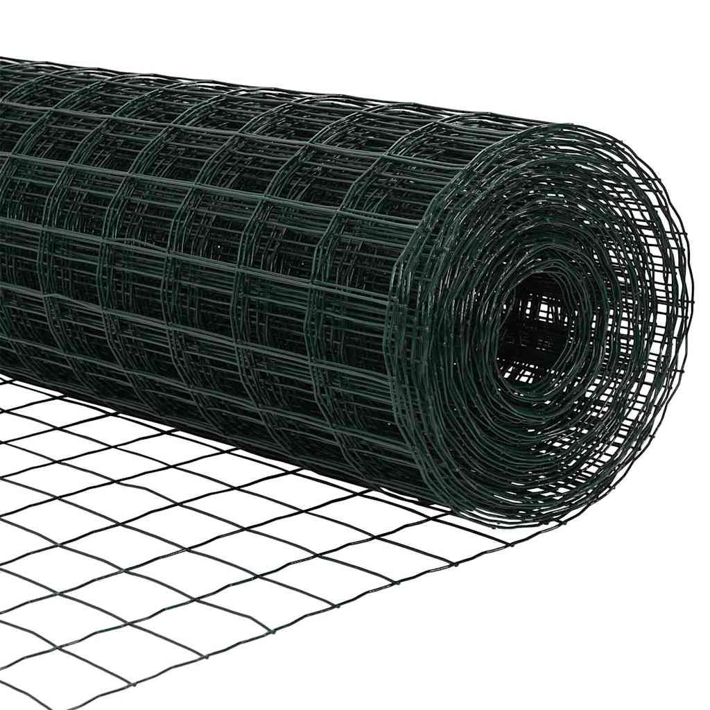 Fence with Posts Green 0.8 x 25 m Steel
