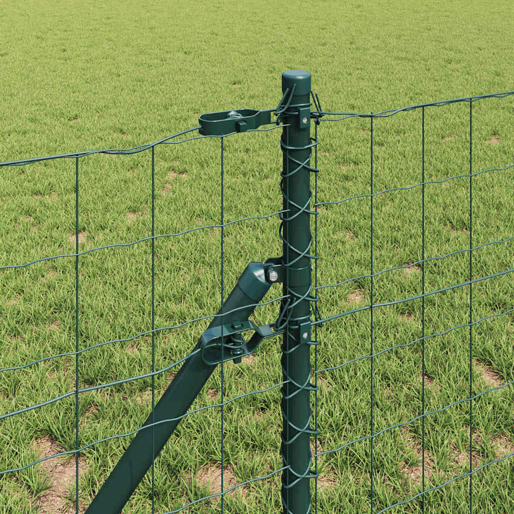 Fence with Posts Green 0.4 x 25 m Steel and PVC