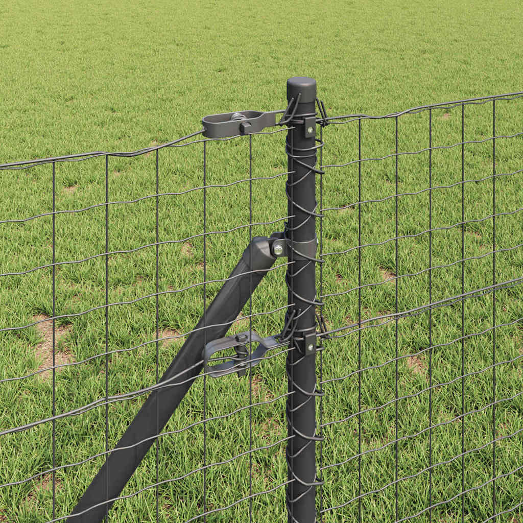 Fence with Posts Grey 0.8 x 25 m Steel