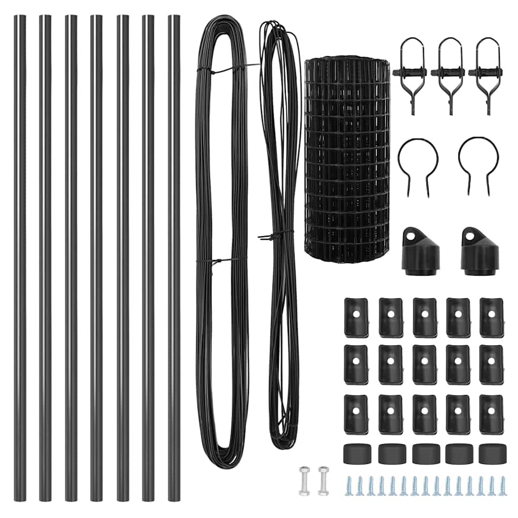 Fence with Posts Grey 0.8 x 25 m Steel