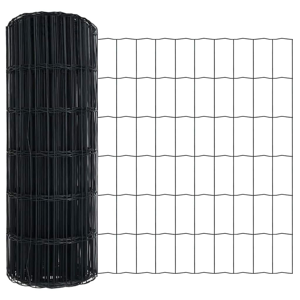 Fence with posts Grey 0.6 x 50 m Steel
