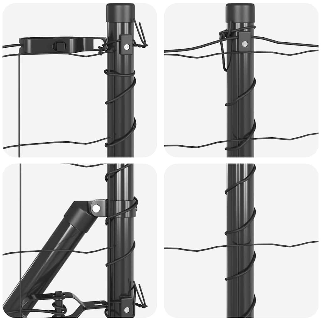 Fence with posts Grey 0.4 x 50 m Steel