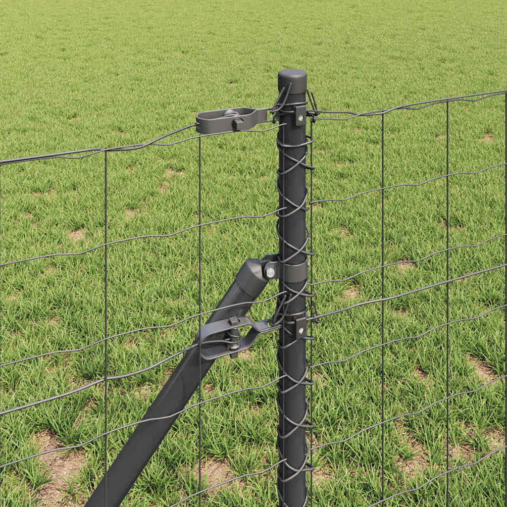 Fence with posts Grey 0.4 x 50 m Steel