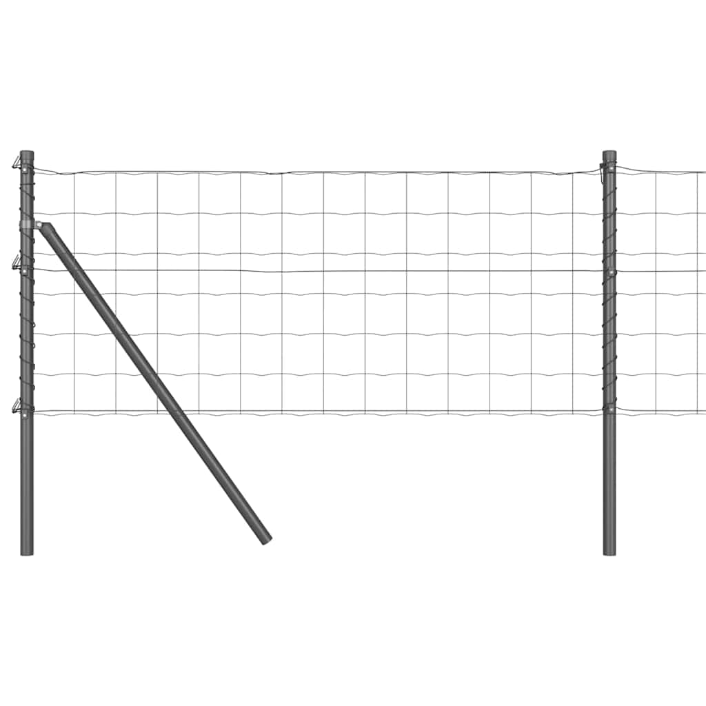 Fence with posts Grey 0.4 x 50 m Steel