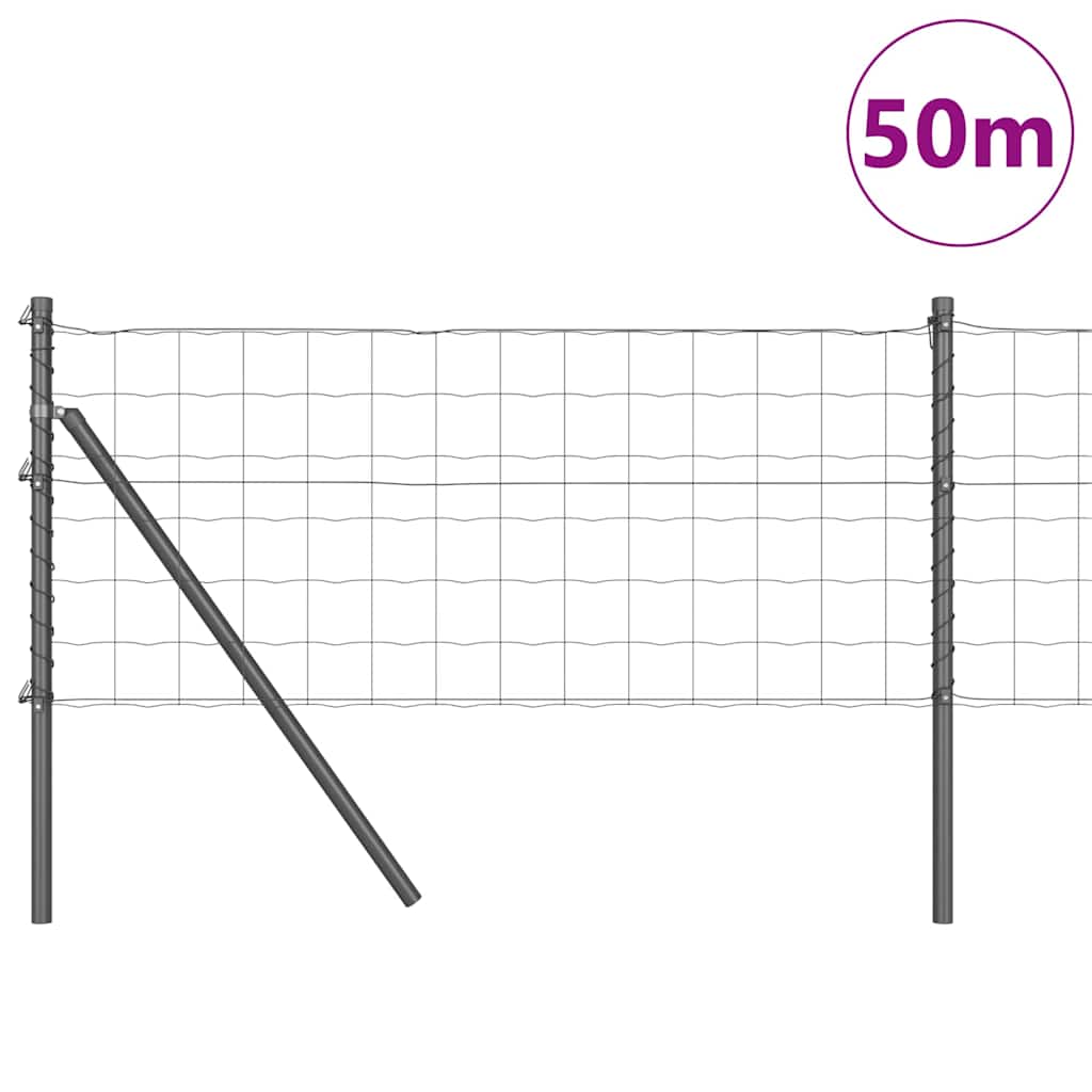 Fence with posts Grey 0.4 x 50 m Steel