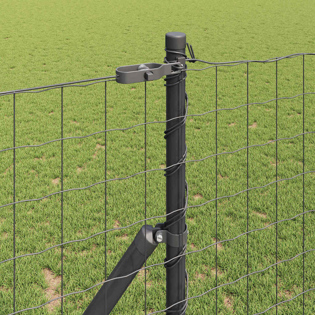 Fence with posts Grey 1 x 10 m Steel