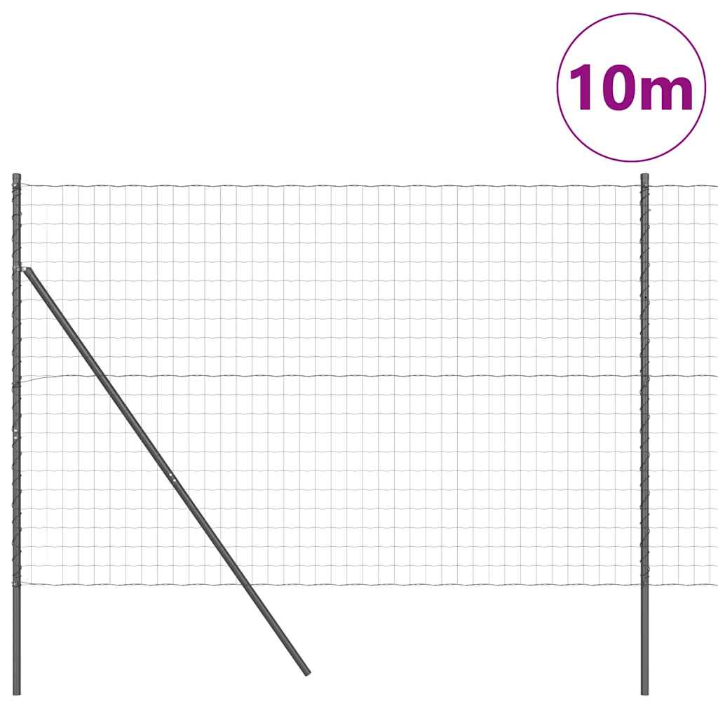 Fence with posts Grey 1.6 x 10 m Steel