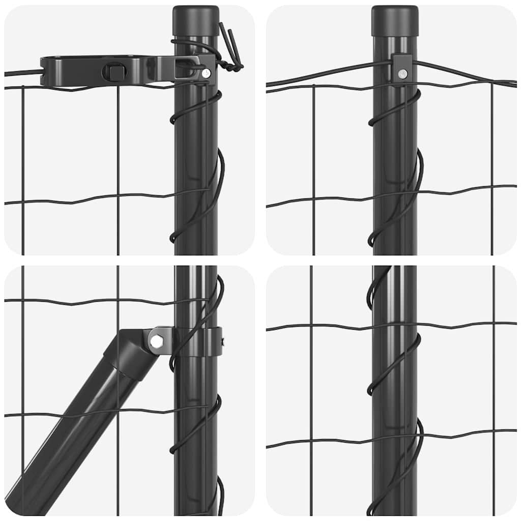 Fence with posts Grey 0.6 x 50 m Steel