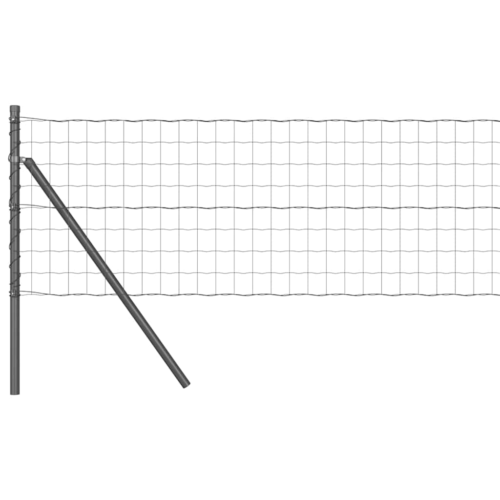 Fence with posts Grey 0.6 x 50 m Steel