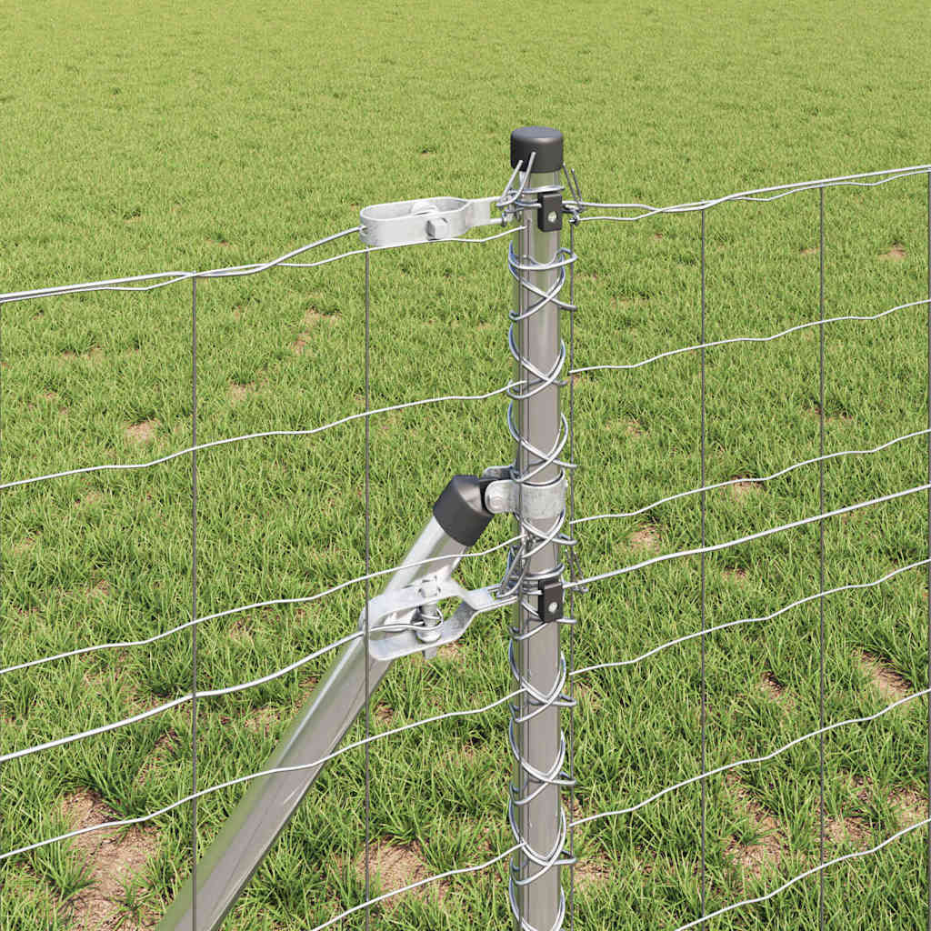 Fence with posts Silver 0.4 x 25 m Steel