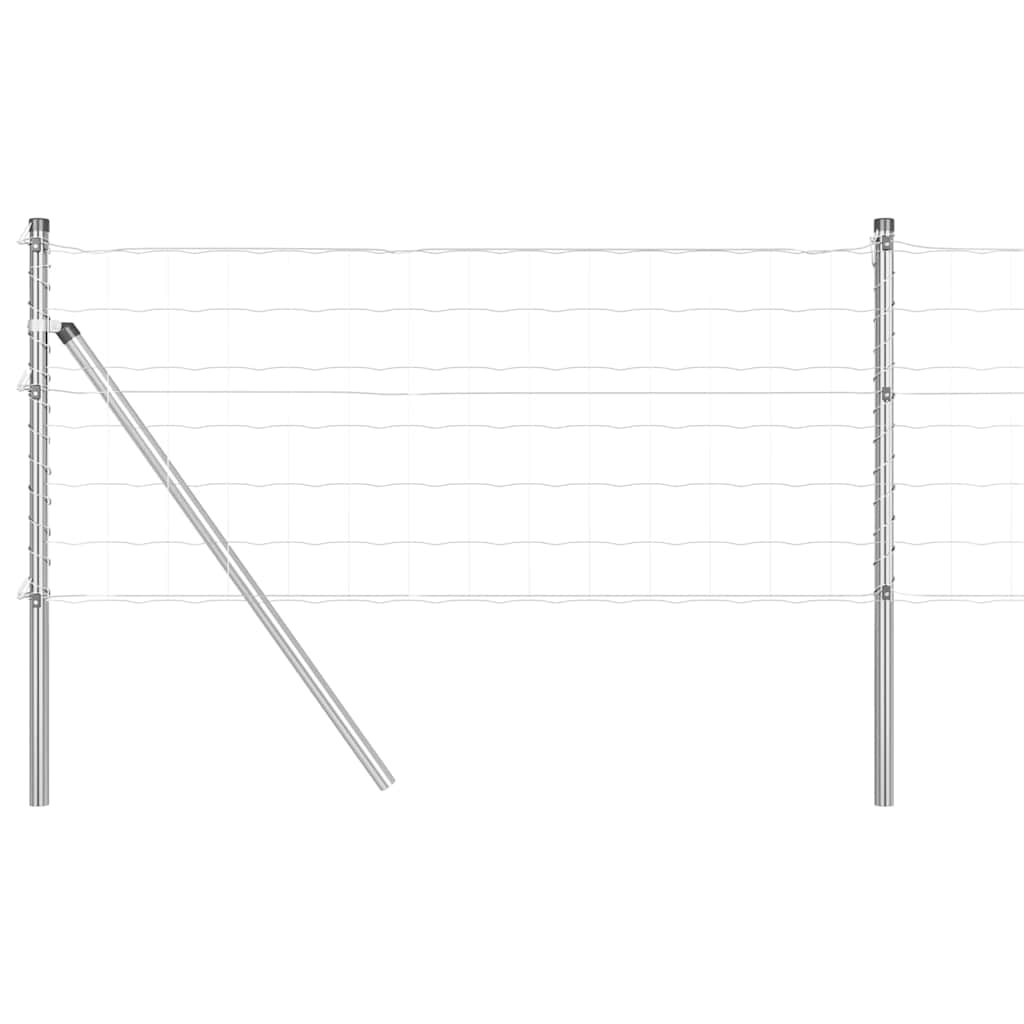 Fence with posts Silver 0.4 x 25 m Steel