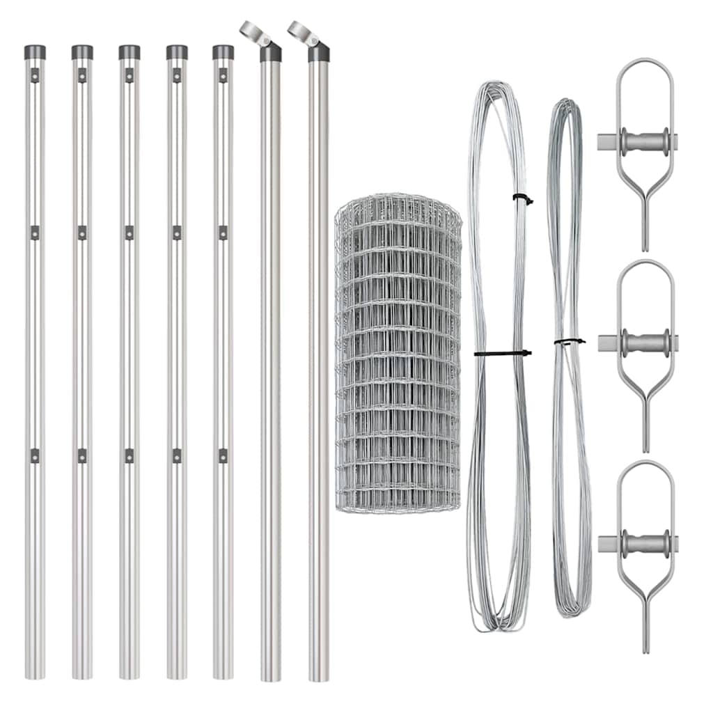 Fence with posts Silver 0.4 x 25 m Steel