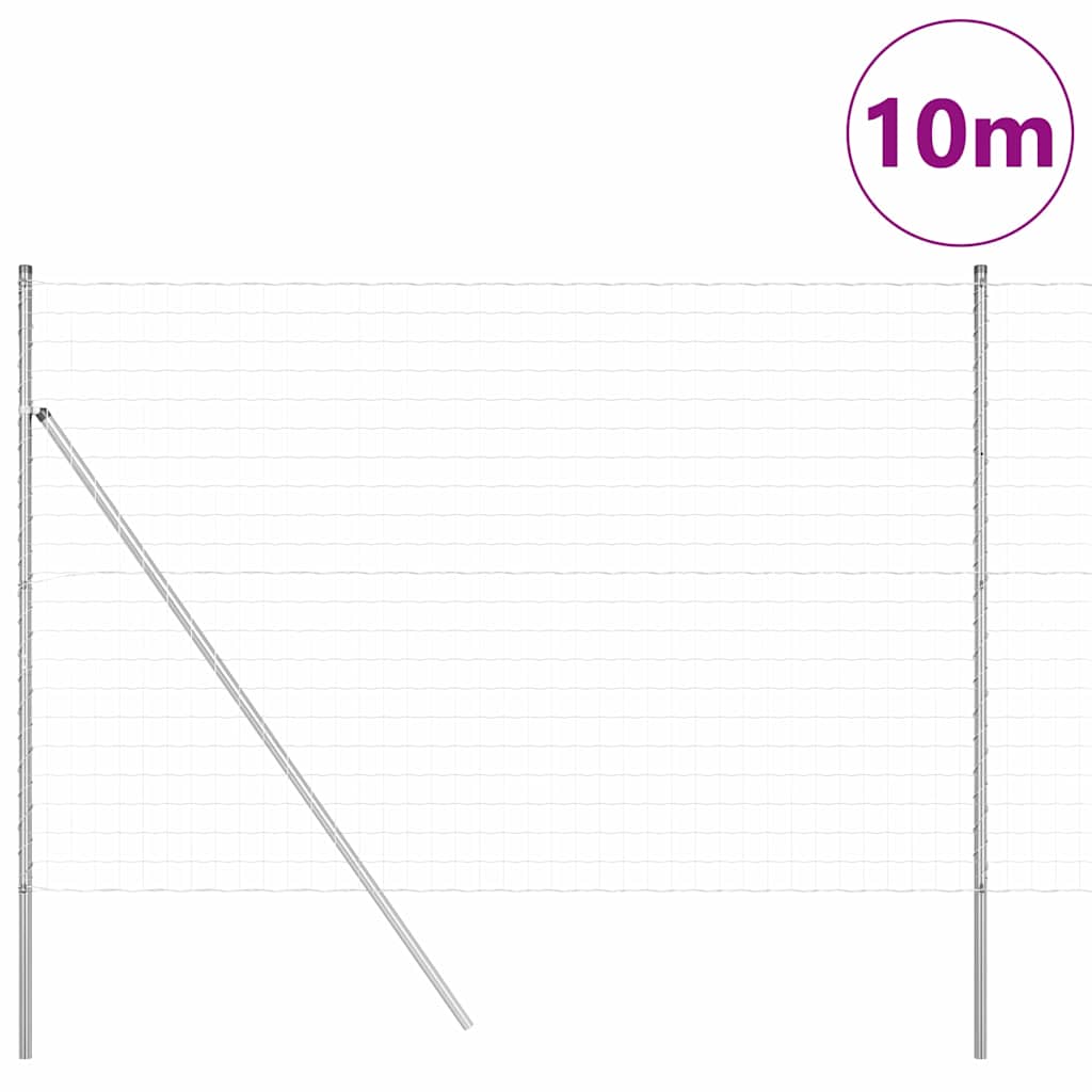 Fence with Posts Silver 1.6 x 10 m Steel
