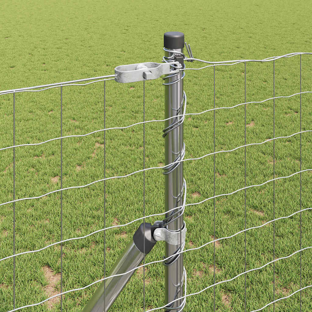 Fence with Posts Silver 1 x 25 m Steel