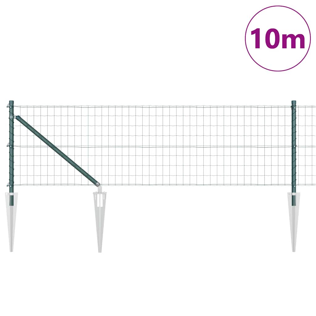 Fence with Posts Green 0.8 x 10 m Steel