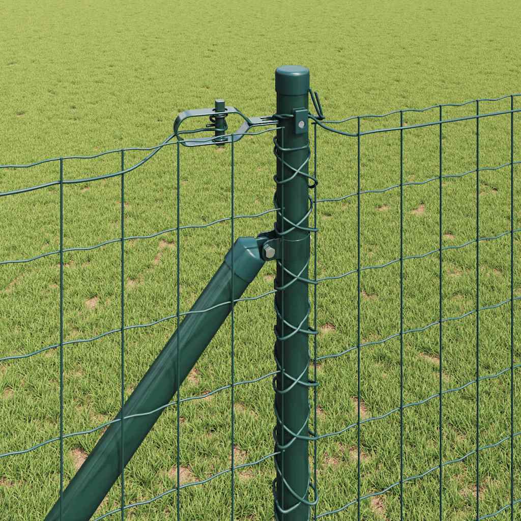 Fence with Posts Green 1 x 10 m Steel