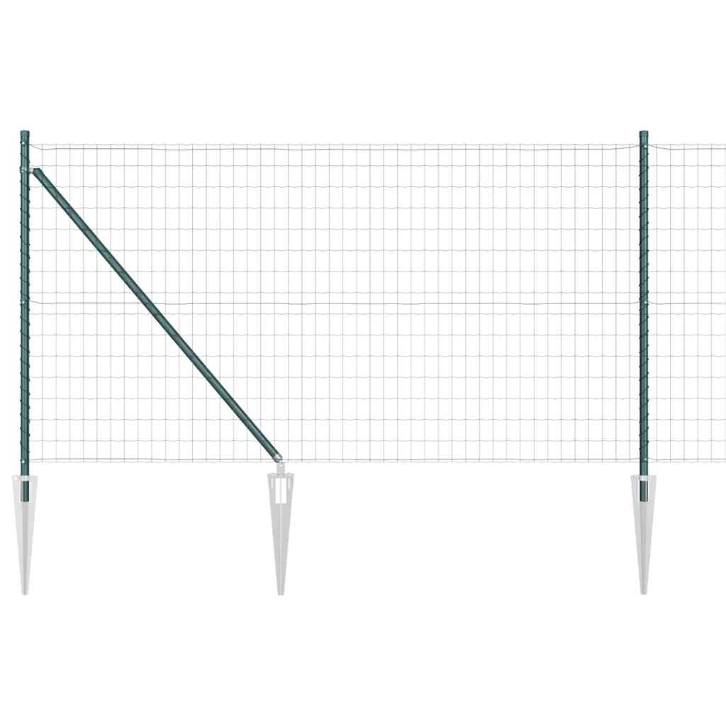 Fence with Posts Green 1 x 10 m Steel