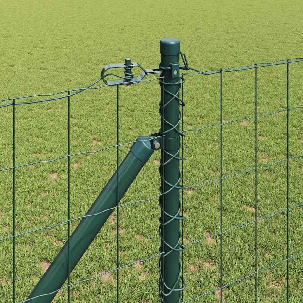 Fence with Posts Green 1.4 x 10 m Steel