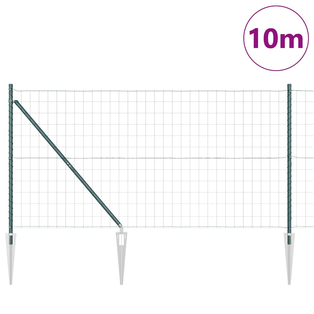 Fence with Posts Green 1.4 x 10 m Steel