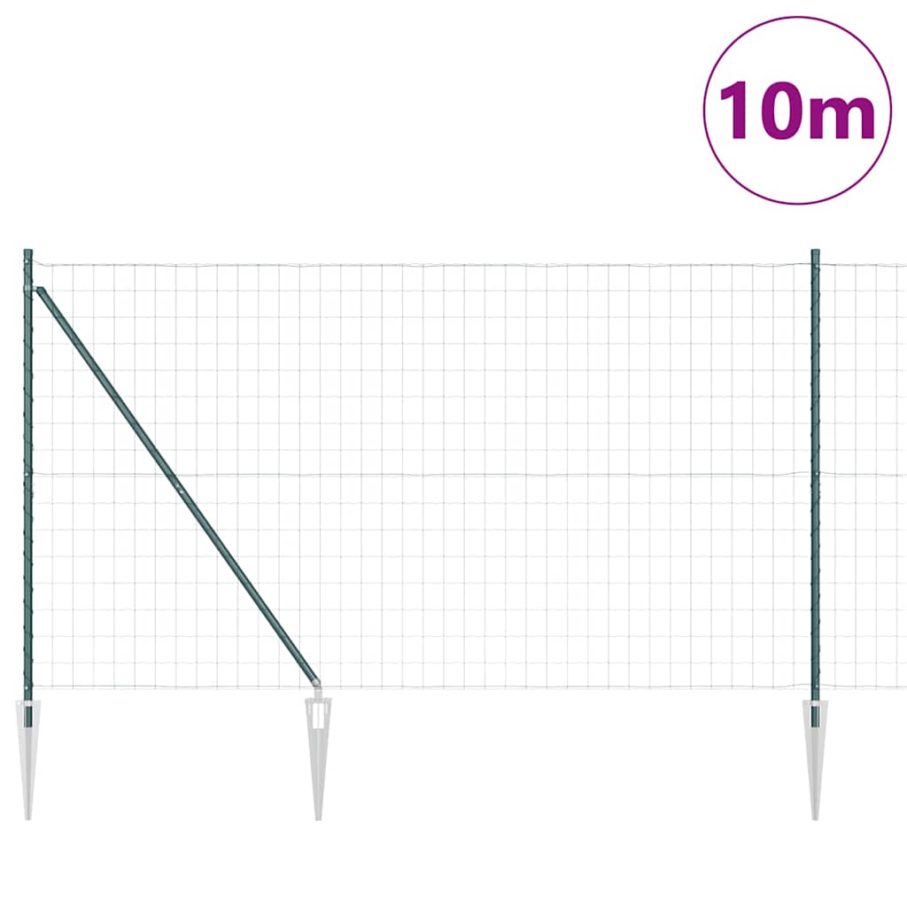 Sēta ar stabiem Zaļa 1,5 x 10 m Tērauds