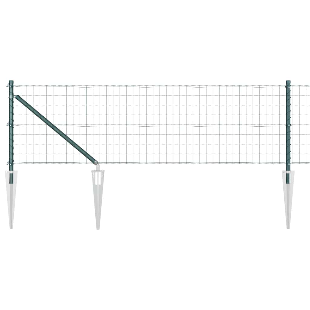 Fence with Posts Green 0.6 x 25 m Steel