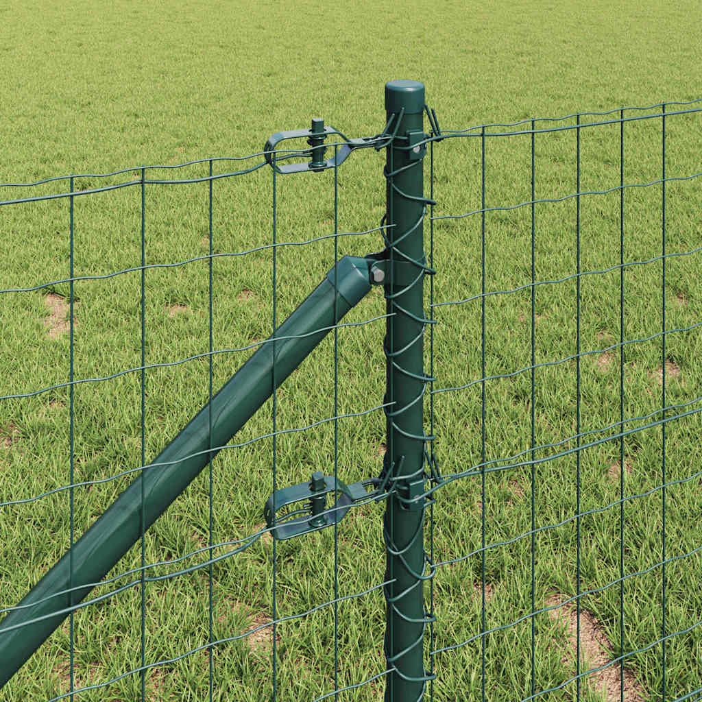 Fence with Posts Green 0.8 x 25 m Steel
