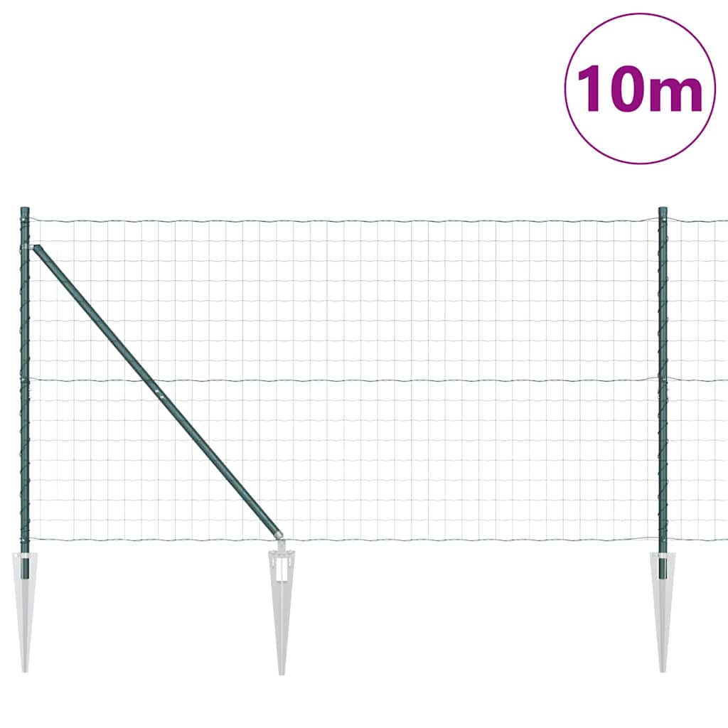 Fence with Posts Green 1.2 x 10 m Steel