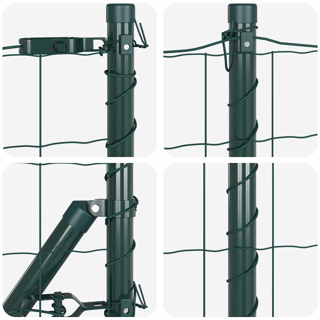 Fence with Posts Green 0.4 x 50 m Steel