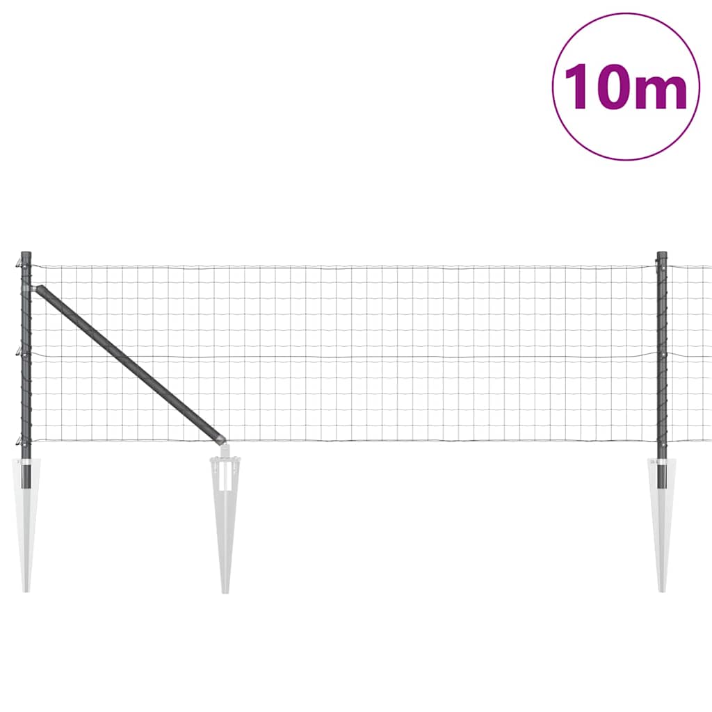 Žogs ar stabiem, pelēks, 0,4 x 10 m, tērauds un PVC