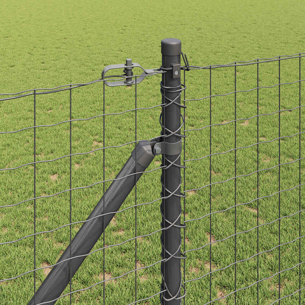 Fence with Posts Grey 1.2 x 10 m Steel